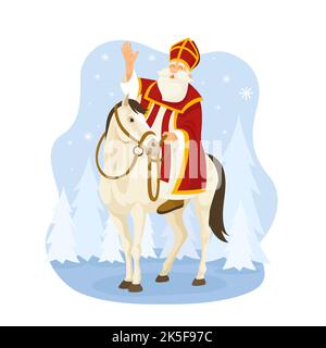 Flat sinterklaas best Vector illustration. Stock Vector