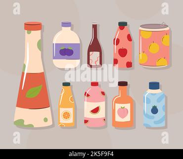 nature beverages set Stock Vector