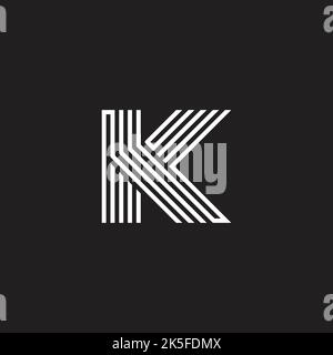 letter k stripes linear linked logo vector Stock Vector