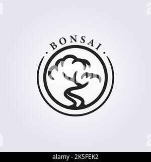 line art nature bonsai tree logo icon symbol  vector illustration design Stock Vector