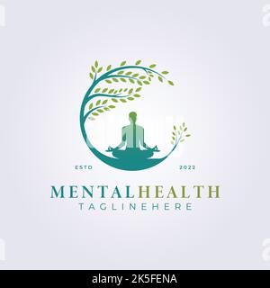 support mental health therapy logo vintage vector illustration design Stock Vector