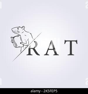 smart mouse or rat lab line logo vector illustration design Stock Vector