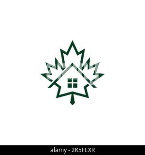 green leaf home window simple geometric logo vector Stock Vector