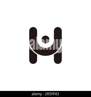 letter uh simple curves dot logo vector Stock Vector