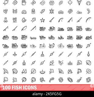 100 catch icons set. Outline illustration of 100 catch icons vector set ...