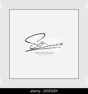 Initial Letter EO Logo - Handwritten Signature Logo - Signature Monogram Logo Stock Vector