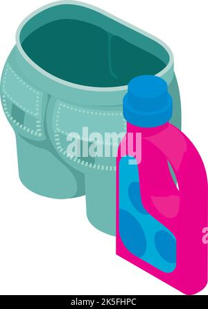 Purity concept icon isometric vector. Cropped jeans and washing conditioner icon. Laundry, washing, housework Stock Vector