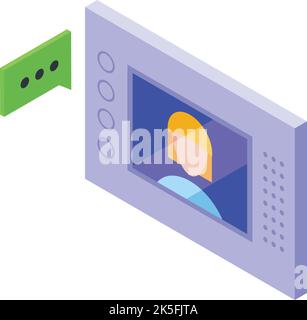 Intercom button icon isometric vector. Video door. System security Stock Vector