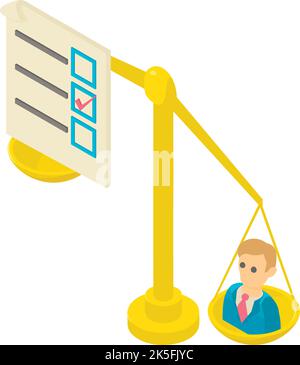 Vote concept icon isometric vector. Scales with candidate icon, voting document. Vote majority bulletin, democracy concept, election Stock Vector