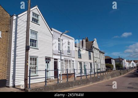 Cottages along Island Wall in Whitstable, Kent, UK. Stock Photo