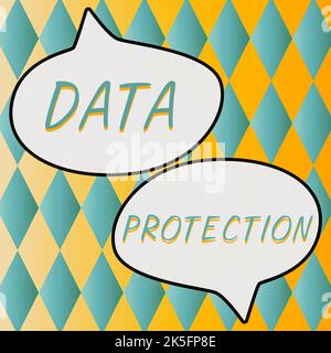 Hand writing sign Data Protection. Concept meaning safeguarding information away from a possible data breach Stock Photo