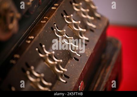 Rotors on a Lorenz Schlusselzusatz SZ42 Cipher attachment. Manufactured by Lorenz Electronics nd Electrical company. Stock Photo