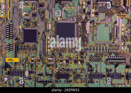 Motherboard digital chip. Computer and electronics modern background. Electronic circuit grunge background. Stock Photo