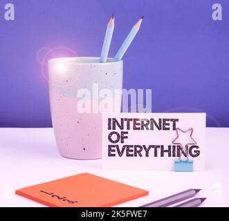 Writing displaying text Internet Of Everything. Business concept smart modern city and wireless communication network Stock Photo