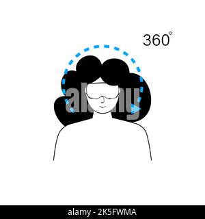 Metaverse lline icon with girl in VR glasses, Virtual reality, Futuristic Cyber Stock Vector