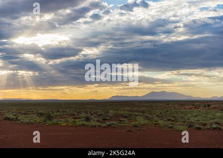 Dramatic sunset with clouds near Flagstaff, Arizona Stock Photo