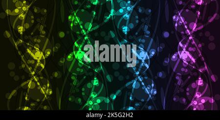 Dark abstract background with ellipses and curved lines of multi-colored shades. Stock Vector