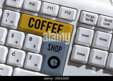 Writing displaying text Coffee Shop. Business overview a restaurant that primarily serves coffee, and light meals Stock Photo