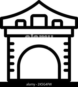 Kyoto arch icon outline vector. City temple. Japan building Stock Vector