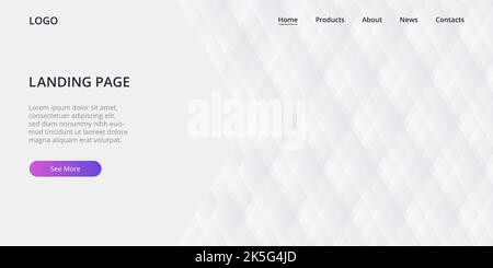 White landing page website template design. Vector illustration concept of web page design for website. Modern Interface homepage. Landing web page. Stock Vector
