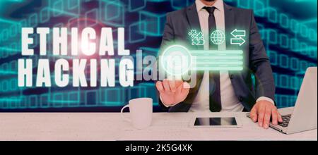 Inspiration showing sign Ethical Hacking. Business overview a legal attempt of cracking a network for penetration testing Stock Photo