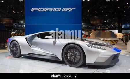 CHICAGO, IL/USA - FEBRUARY 13, 2015: 2016 Ford GT car, Chicago Auto Show (CAS). Stock Photo