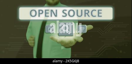 Inspiration showing sign Open Source. Word for contains the source code that can be modified and enhanced Stock Photo