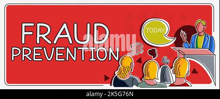 Inspiration showing sign Fraud Prevention. Word for to secure the enterprise and its processes against hoax Stock Photo