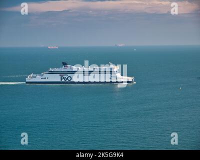 Sea crossing of the Channel on a P&O ferry from Dover to Calais Stock ...