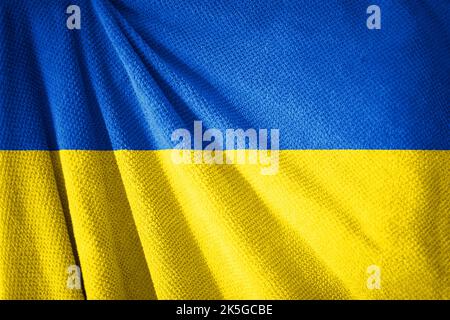 Ukraine flag on towel surface illustration with, country symbol Stock Photo
