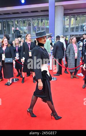London, UK. 08th Oct, 2022. Taylor Russell arrive at the Bones and All - World Premiere of the BFI London Film Festival’s 2022 on 8th October 2022 at the South Bank, Royal Festival Hall, London, UK. Credit: See Li/Picture Capital/Alamy Live News Stock Photo