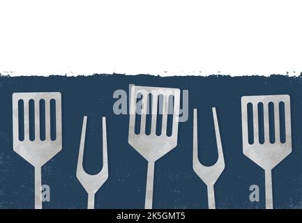 A father's day set of grilling tools in a cut paper style with textures Stock Vector