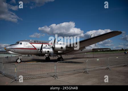 Douglas C-54 Skymaster troop carrier aeroplane at Berlin Tempelhof Airport Stock Photo