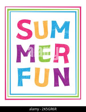 Brightly colored summer text, in a cut paper style with textures Stock ...