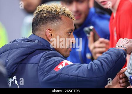 8th October 2022; Allianz Stadium, Sydney, NSW, Australia: A-League football Sydney FC versus Melbourne Victory: Nani of Melbourne Victory signs autographs for fans Stock Photo