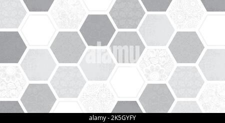 An abstract hexagonal background design, in a cut paper style with textures Stock Vector