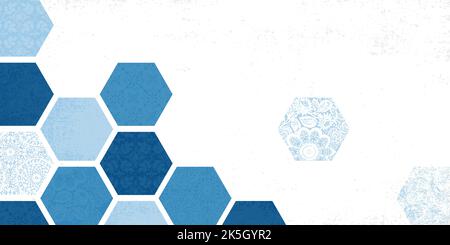 An abstract hexagonal background design, in a cut paper style with textures Stock Vector
