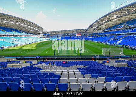 Brighton, UK. 08th Oct, 2022. The Amex Stadium ready the Premier League match between Brighton & Hove Albion and Tottenham Hotspur at The Amex on October 8th 2022 in Brighton, England. (Photo by Jeff Mood/phcimages.com) Credit: PHC Images/Alamy Live News