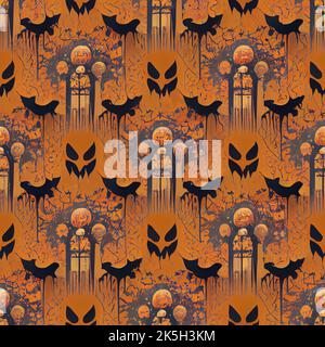 A seamless pattern of Halloween themed background Stock Photo