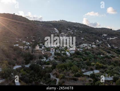Old Theletra in Pafos District was abandoned in 1980 after an earthquake caused a landslide. Its residents relocated to New Theletra on the hill top. Stock Photo