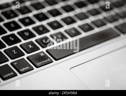 Close up of keyboard on laptop with command button main focus Stock Photo