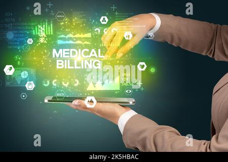 Close-up of a touchscreen with medical inscription Stock Photo