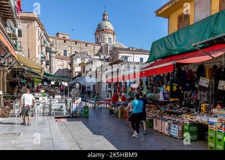 Palermo, Sicily, Italy - July 6, 2020: View of the church of San Matteo located in the heart of Palermo. The traditional medieval Italian city centre, Stock Photo