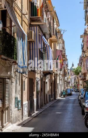 Palermo, Sicily, Italy - July 6, 2020: View of the church of San Matteo located in the heart of Palermo. The traditional medieval Italian city centre, Stock Photo