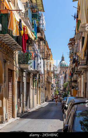 Palermo, Sicily, Italy - July 6, 2020: View of the church of San Matteo located in the heart of Palermo. The traditional medieval Italian city centre, Stock Photo