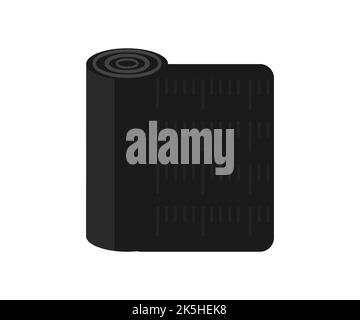 Piles of rolled membrane waterproofing tied with tape logo design. Building construction process of new wooden roof on wood frame house vector design. Stock Vector
