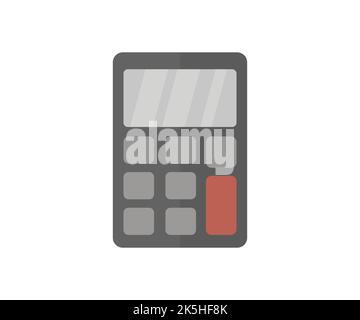 Metal calculator with a display, Electronic calculator logo design. Calculator on white background. Math, cost, tax or investment calculation vector. Stock Vector