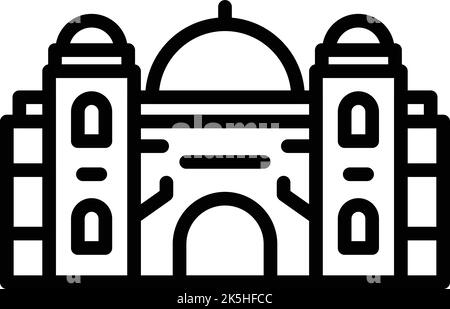 Victoria temple icon outline vector. City skyline. Indian architecture Stock Vector