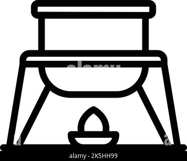 Fondue icon outline vector. Cheese dip. Food melted Stock Vector