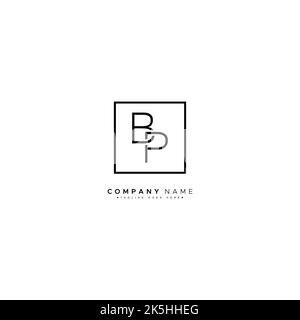 Minimal Business logo for Alphabet BP - Initial Letter B and P Logo - Simple Monogram Logo Stock Vector